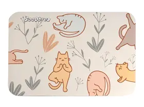DM002 SOODBREA Mini Yoga Mat Playful Cat Design Knee Pads