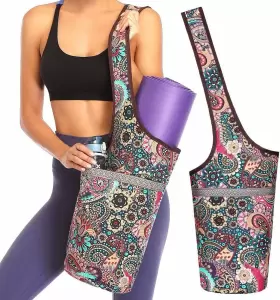 791360224303 SOOGUS Yoga Mat Bag Blocks Patterned Flower