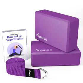 060819280005 STUHOO Yoga Block Set Strap Descriptive Book