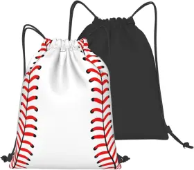 445021252213 SURERUIM Baseball Print Drawstring Backpack Bag #2