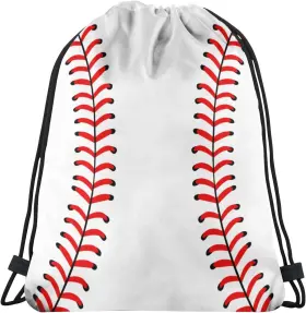 445021252213 SURERUIM Baseball Print Drawstring Backpack Bag