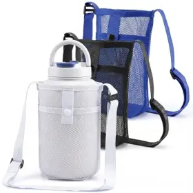 Synhhergyx 5127iuxi4112 3 Pcs Mesh Water Bottle Holder With Strap And Pocket Adjustable Shoulder