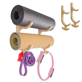 25002 TAPEERA Wooden Yoga Mat Holder Wall Wood