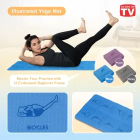 850053553585 TGU Yoga Mat Illustrated Embossed Poses Square #2