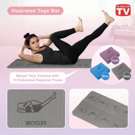 850053553615 TGU Yoga Mat Illustrated Embossed Poses Square #2