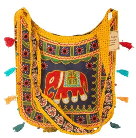 SQCUTYELBLU-10010 TRIBE AZURE FAIR TRADE Crossbody Hobo Bag