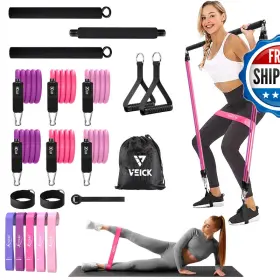 Veick B0cnszpc1s Pilates Bar Kit Resistance Bands Elastic Workout For Men And Women Veick B0cnszpc1s Pilates Bar Kit Resistance Bands Elastic Workout For Men And Women