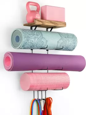 Vinaemo 689718452839 Yoga Mat Holder Accessories Wall Mount Organizer Storage Decor Foam Roller And T