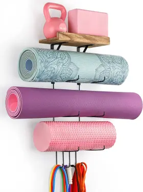 Vinaemo 711181860634 Yoga Mat Holder Accessories Wall Mount Organizer Storage Decor Foam Roller And T Vinaemo 711181860634 Yoga Mat Holder Accessories Wall Mount Organizer Storage Decor Foam Roller And T