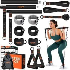 200LBS-WORKOUT WALITO Pilates Bar Resistance Bands Yoga Kit
