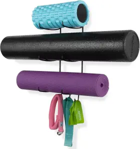 HN718 WALLNITURE Guru Wall Mount Yoga Mat Foam Roller Towel