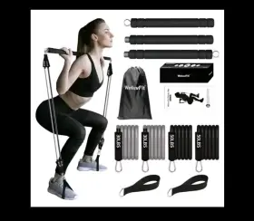 B08ZKB4GL3 WELUVFIT Pilates Bar Resistance Bands Yoga Kit