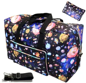 Wflb 680727087753 Large Foldable Travel Duffel Bag Sports Tote Gym For Women With Trolley