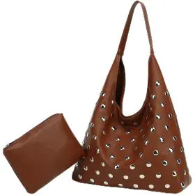 768274441041 WZLMOUAO Studded Hobo Bag Women Vegan Tote Purse