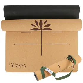 850028884621 Y-O GAYO Yoga Cork Mat Natural Tree Rubber Base