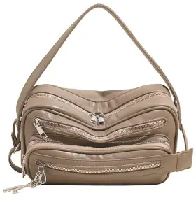 Y-S-25B03-KHAKI YAFIRGEER Zipper Hobo Purses Women Pocket Bag