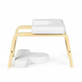 796914874782 YOGA HEADSTAND WOOD STOOL PVC PADS-WHITE COLOR