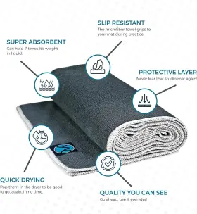 2O-0NJA-7GYA YOUPHORIA YOGA Microfiber Towel Slip Mat #3