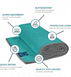 TN-1RPW-GREN YOUPHORIA YOGA Microfiber Towel Slip Mat Sweat #3