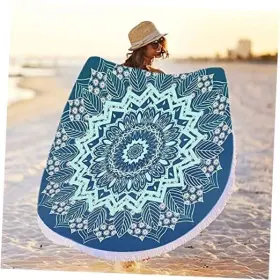 749390792620 ZERONAL Round Mandala Beach Towel Microfiber
