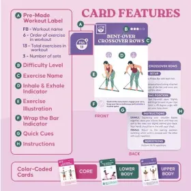 850036358244 ZINSK Pilates Bar Exercise Cards Body Workouts #3