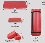Balancefrom Fitness 6 Pc Yoga Set Mat Blocks Towels Straps Red. Fixed Price $14.00.