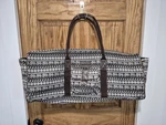 Kindfolk Yoga Mat Bag Canvas Zip Black Leather Elephant Adjustable Strap. Fixed Price $15.00.