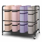 Yoga Mat Storage Rack Basket Workout Equipment Home Gym With Whe.... Fixed Price $105.05.