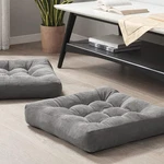 Large Tufted Corduroy Meditation Floor Pillows Set Of 2, Grey 22x22 Inch. Fixed Price $74.99.