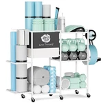 Lovind Yoga Mat Storage Rack With Wheels Beige Foam Roller Organizer. Fixed Price $89.99.