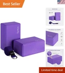 Eco-friendly Purple Yoga Block And Strap Set Perfect For All Fitness Levels. Fixed Price $27.99.
