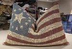 One Weathered "old Glory" Woven Farmhouse American Flag Custom Bolster Pillow. Fixed Price $175.00.