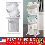 3 Tier Laundry Hamper Basket Sorter Clothes Storage Organizer Shelf Rolling Cart. Fixed Price $55.22.