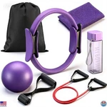 Soulchen 7-piece Pilates Set With 10" Yoga Ball, Resistance Bands & Water Bottle. Fixed Price $45.87.
