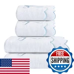 Casyune 100 Cotton Scalloped Hand Towels 600 Gsm Embroidered Soft Absorbent. Fixed Price $74.47.
