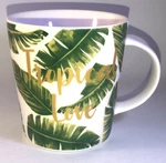 Tropical Love Hawaii Palm Leaf Green/white 17oz Giant 4 1/4 H Coffee Tea Mug Cup. Fixed Price $19.88.