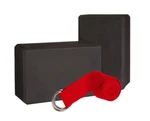 Mune Eva Yoga Block High Density Black Set Of 2 And 1 Red Resistance Strap. Fixed Price $19.95.