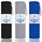 Ohika Microfiber Fishing Towels With Clip, Waffle Small, Black/grey/blue. Fixed Price $14.76.