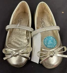 Capelli Gold Flats. Bow On Toe. Elastic Strap. Toddler Girls Size 5. New No Box. Fixed Price $14.99.