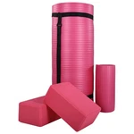 Balancefrom 71"x24" Anti Tear Yoga Mat W/strap, Knee Pad & Blocks,pink(open Box). Fixed Price $24.59.
