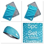 Mission Vaporactive Yoga Hand Towels + Headband 5pc Set Breathe Bluebird Cooling. Fixed Price $36.21.