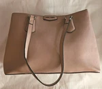 Nine West Women's Beige Faux Leather Tote Bag Dual Handle, Lined, Snap Fair. Fixed Price $10.50.