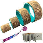 Aozora Yoga Wheel 13" 4-pack Cork Turquoise + Guide/strap Stretch Backbend. Fixed Price $74.43.