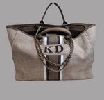 Lily & Bean London Jumbo Canvas Tote Bag Kd Monogram Stripe Travel Beach Cruise. Fixed Price $74.88.