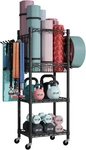 Futassi Home Gym Storage, 3 Tiers Workout Equipment Organizer With Wheels For Yo. Fixed Price $54.37.