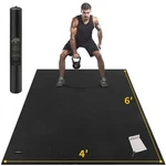 Cambivo Large Exercise Mat For Home Workout, 6*4ft, 6'*4' Black. Fixed Price $139.46.