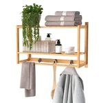 Closetmaid Bamboo Wall Shelf With Towel Bar, 3 Hooks, Mount Storage Shel.... Fixed Price $48.72.