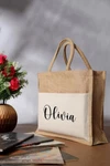 Jute Bag With Front Canvas Pocket, Personalized Eco Bags, Burlap Tote. Fixed Price $14.40.