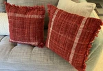 Set Of 2 Meredith Jaye Creative Coop Red Stripes Fringe Woven Throw Pillows New. Fixed Price $34.00.