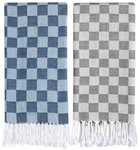 2 Packs Checkered Plaid Yoga Blanket Turkish Towel Extra Large Meditation Sup.... Fixed Price $32.06.
